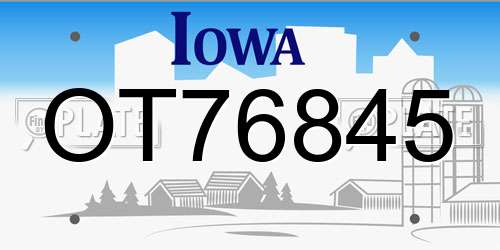 OT76845 Iowa License Plate