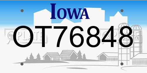 OT76848 Iowa License Plate
