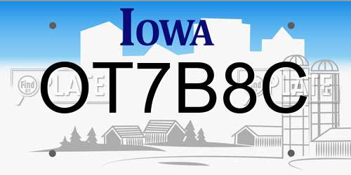 OT7B8C Iowa License Plate
