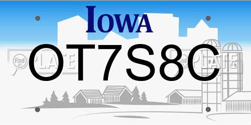 OT7S8C Iowa License Plate