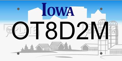OT8D2M Iowa License Plate