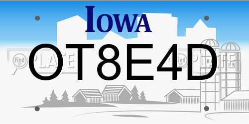 OT8E4D Iowa License Plate