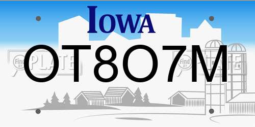 OT8O7M Iowa License Plate