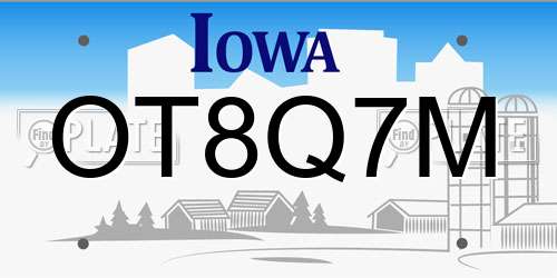 OT8Q7M Iowa License Plate