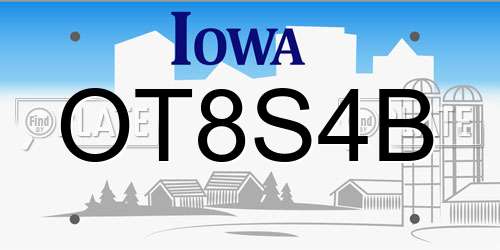 OT8S4B Iowa License Plate