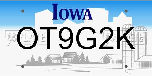 OT9G2K Iowa License Plate