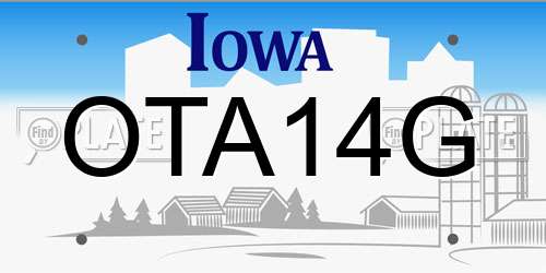 OTA14G Iowa License Plate
