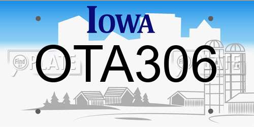 OTA306 Iowa License Plate