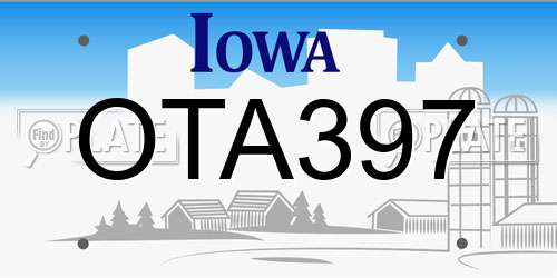 OTA397 Iowa License Plate