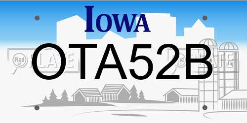 OTA52B Iowa License Plate