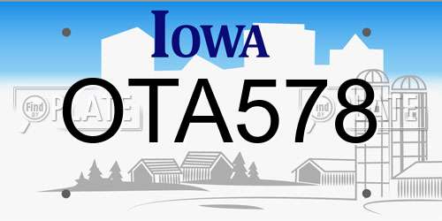 OTA578 Iowa License Plate