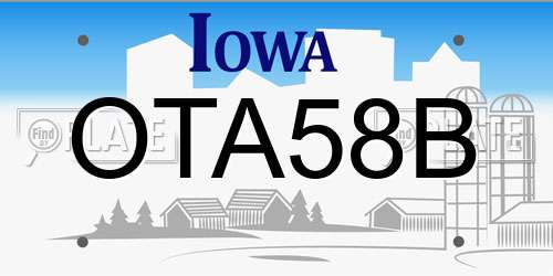 OTA58B Iowa License Plate