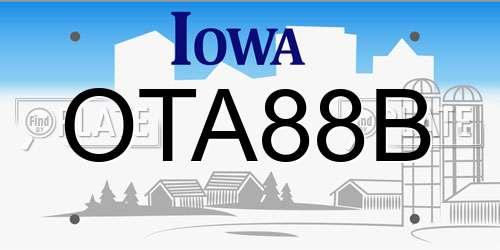 OTA88B Iowa License Plate