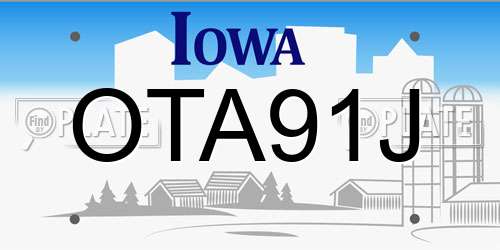 OTA91J Iowa License Plate