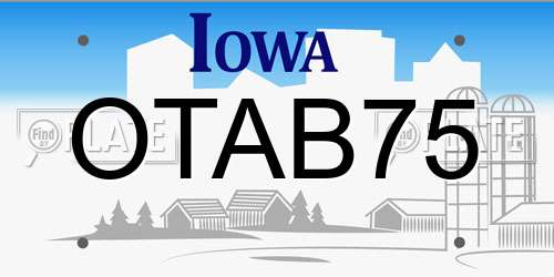 OTAB75 Iowa License Plate