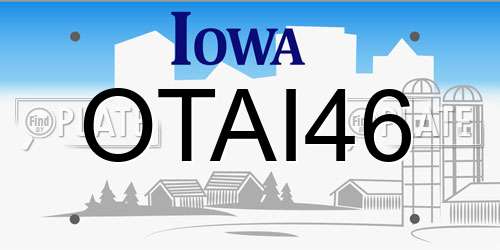 OTAI46 Iowa License Plate