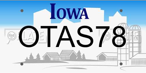 OTAS78 Iowa License Plate
