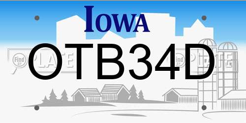 OTB34D Iowa License Plate