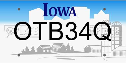 OTB34Q Iowa License Plate