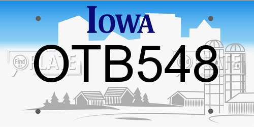 OTB548 Iowa License Plate
