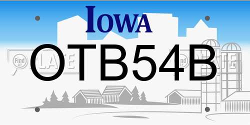 OTB54B Iowa License Plate