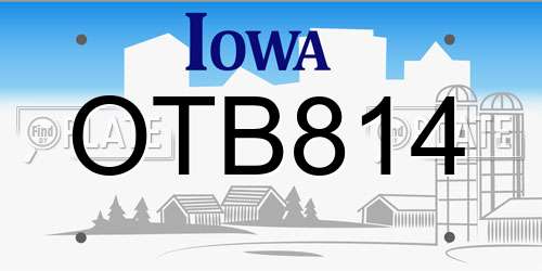 OTB814 Iowa License Plate
