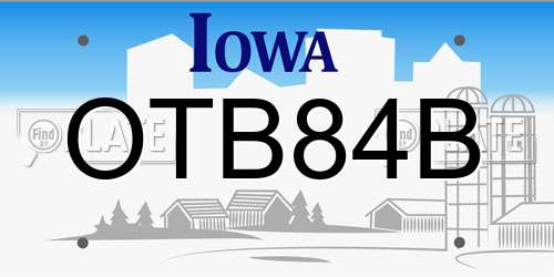 OTB84B Iowa License Plate