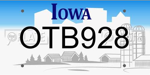 OTB928 Iowa License Plate