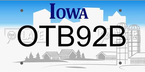 OTB92B Iowa License Plate