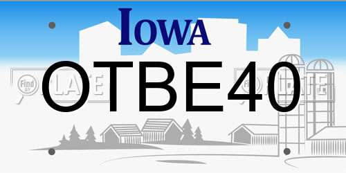 OTBE40 Iowa License Plate