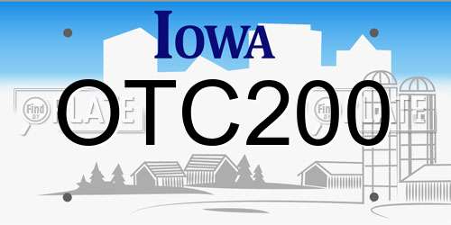 OTC200 Iowa License Plate