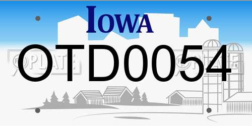 OTD0054 Iowa License Plate