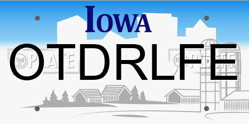 OTDRLFE Iowa License Plate