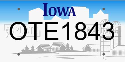 OTE1843 Iowa License Plate
