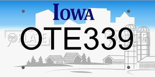 OTE339 Iowa License Plate