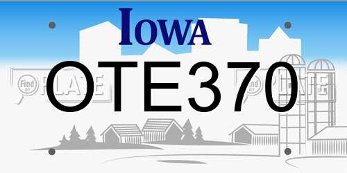 OTE370 Iowa License Plate