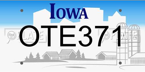 OTE371 Iowa License Plate