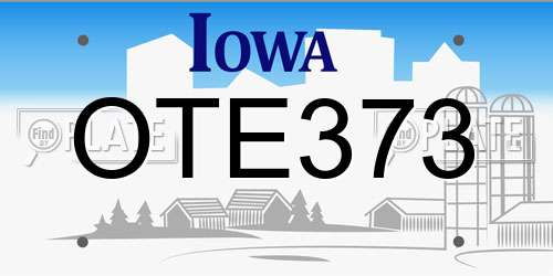 OTE373 Iowa License Plate