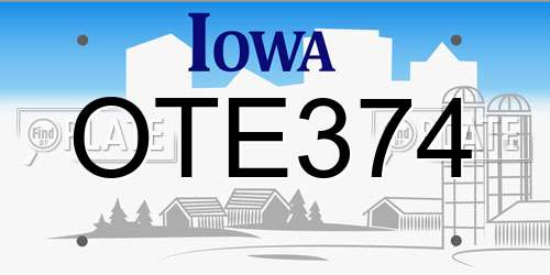 OTE374 Iowa License Plate