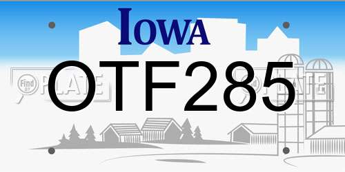 OTF285 Iowa License Plate