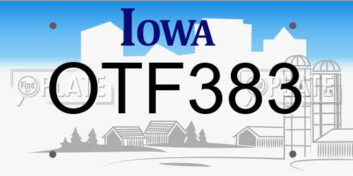 OTF383 Iowa License Plate