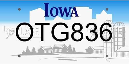 OTG836 Iowa License Plate