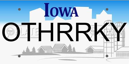 OTHRRKY Iowa License Plate