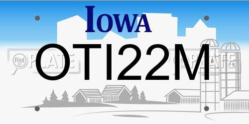 OTI22M Iowa License Plate