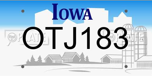 OTJ183 Iowa License Plate