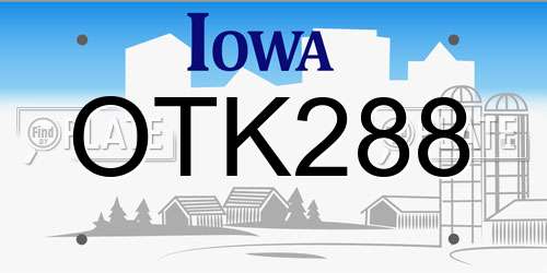 OTK288 Iowa License Plate