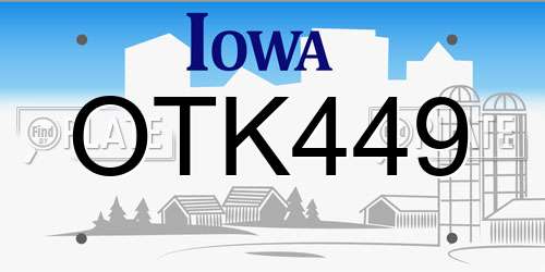 OTK449 Iowa License Plate