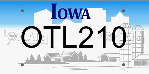 OTL210 Iowa License Plate