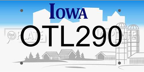 OTL290 Iowa License Plate