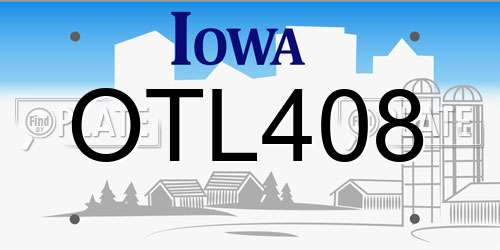 OTL408 Iowa License Plate